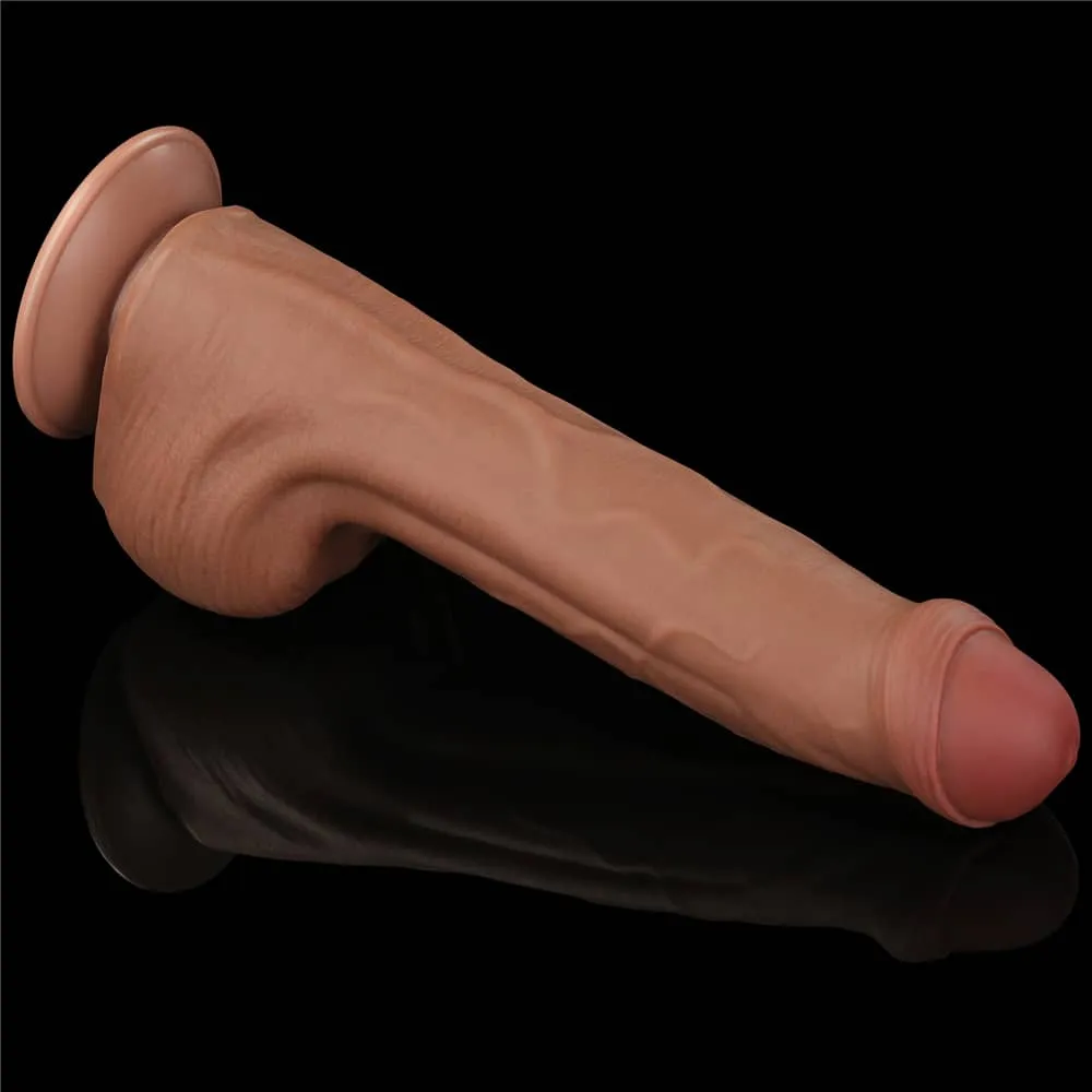 11.5'' King Sized Sliding Skin Dual Density Dildo Brown