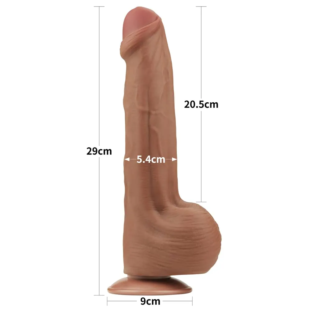 11.5'' King Sized Sliding Skin Dual Density Dildo Brown