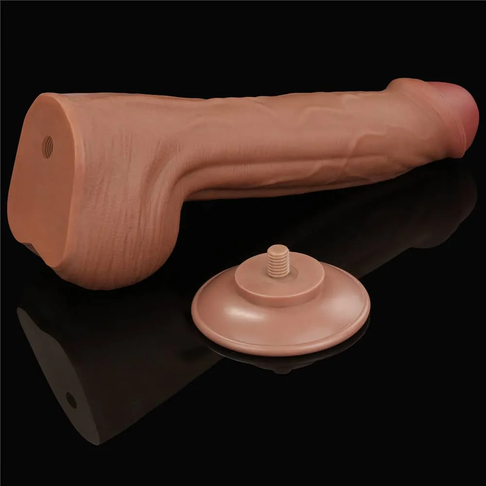 11.5'' King Sized Sliding Skin Dual Density Dildo Brown