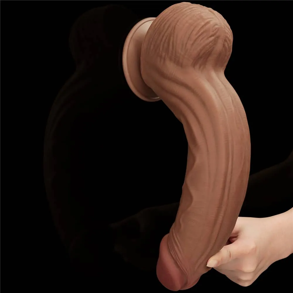 12'' King Sized Sliding Skin Dual Density Dildo Dong Brown