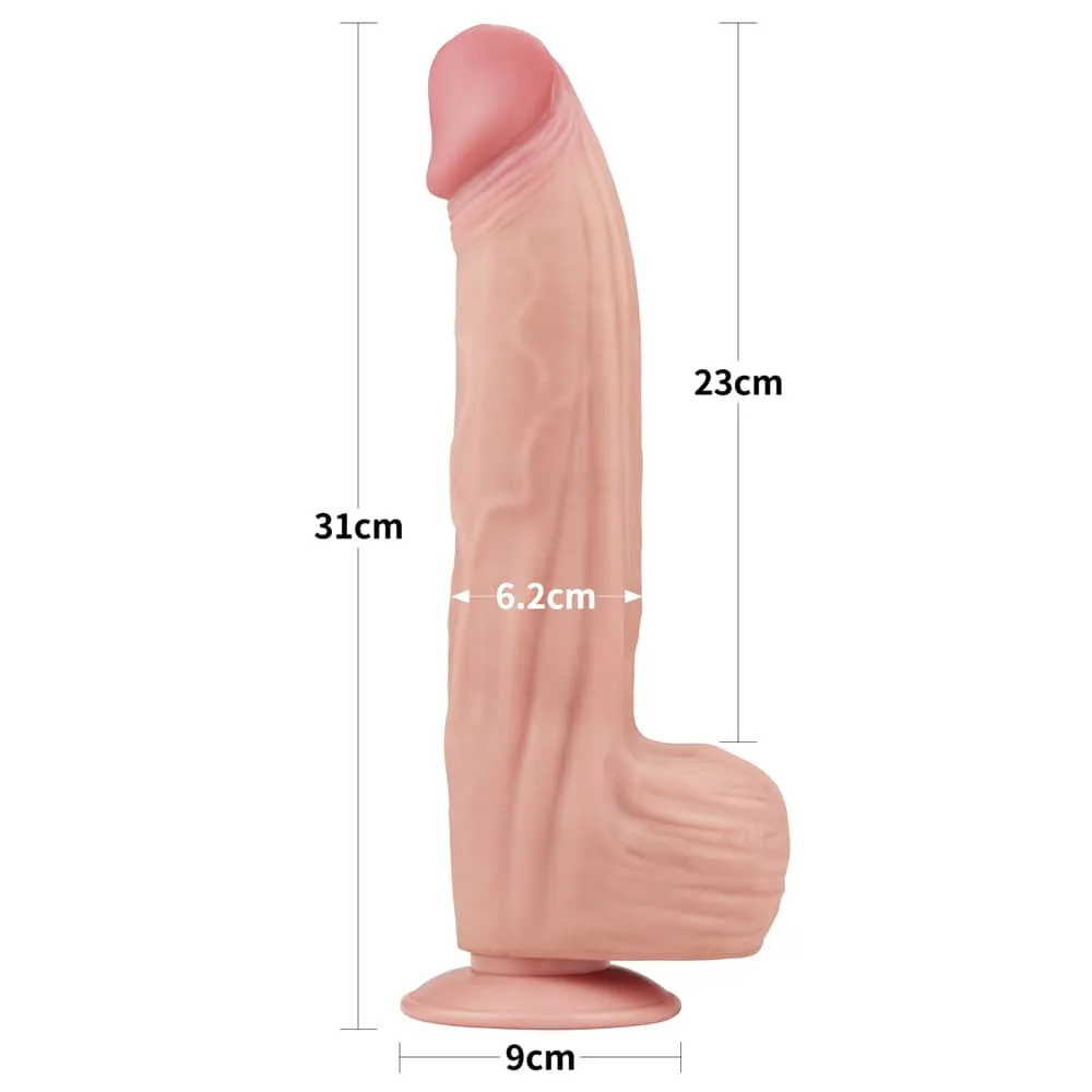 12'' King Sized Sliding Skin Dual Density Dildo Dong