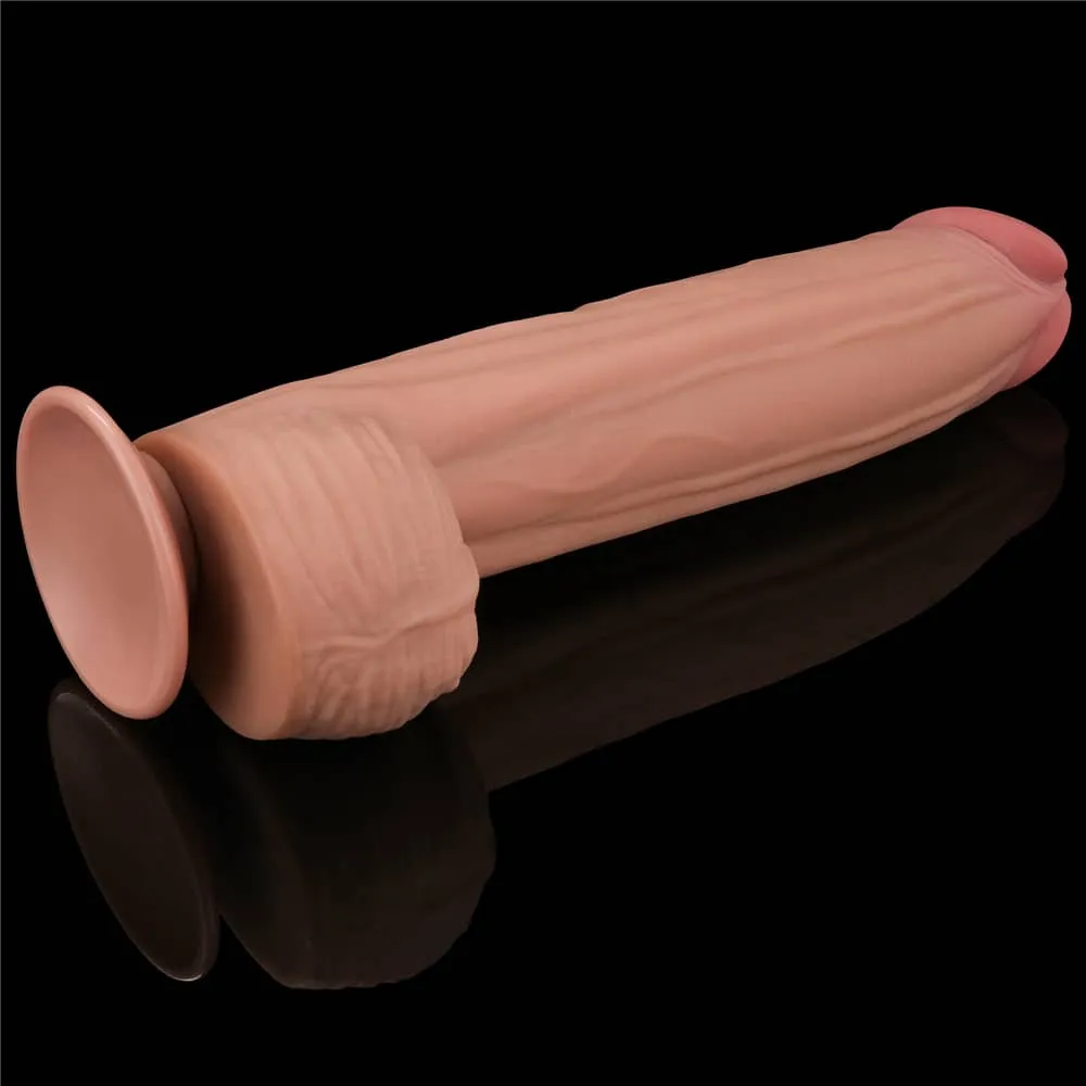 12'' King Sized Sliding Skin Dual Density Dildo Dong