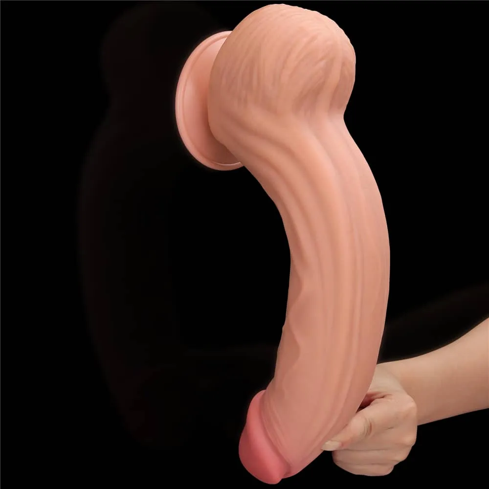 12'' King Sized Sliding Skin Dual Density Dildo Dong