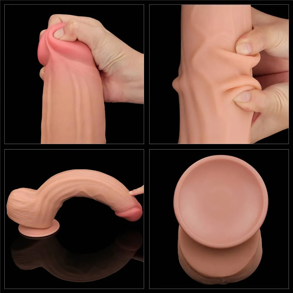 12'' King Sized Sliding Skin Dual Density Dildo Dong