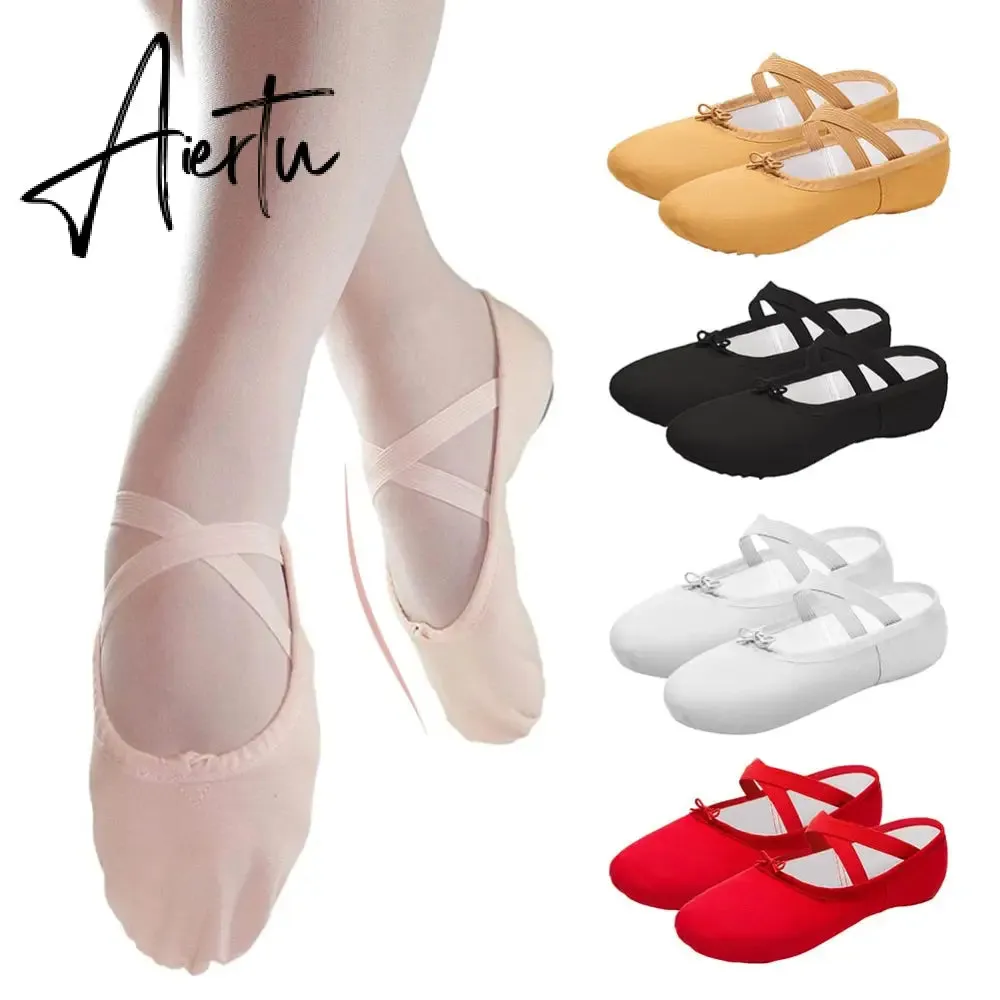 1pair Children Girls Practise Ballerina Shoes Canvas Soft Sole Ballerina Ballet Dance Slippers Ballet Shoes Woman Dance Shoes