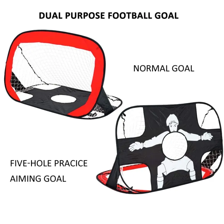 2 In 1 Pop Up Goal Football Training Goal Portable Football Cage For Indoor And Outdoor Use(Red)