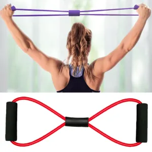 2 PCS Yoga Supplies 8-Word Tension Rope Tier Force Training To Make Chest Tube(Monochrome Red)