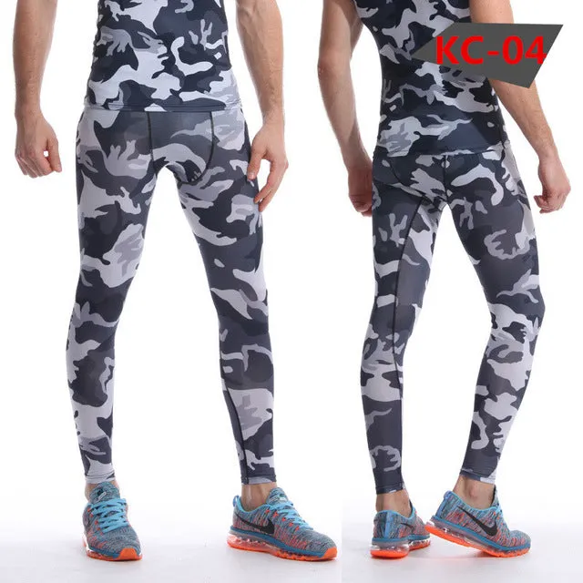 2017 New men camouflage/compression tights/Leggings Running sports/Gym male trousers/capris of fitness/pants of quick-drying