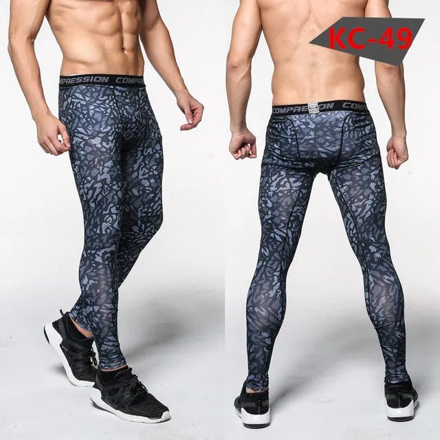 2017 New men camouflage/compression tights/Leggings Running sports/Gym male trousers/capris of fitness/pants of quick-drying