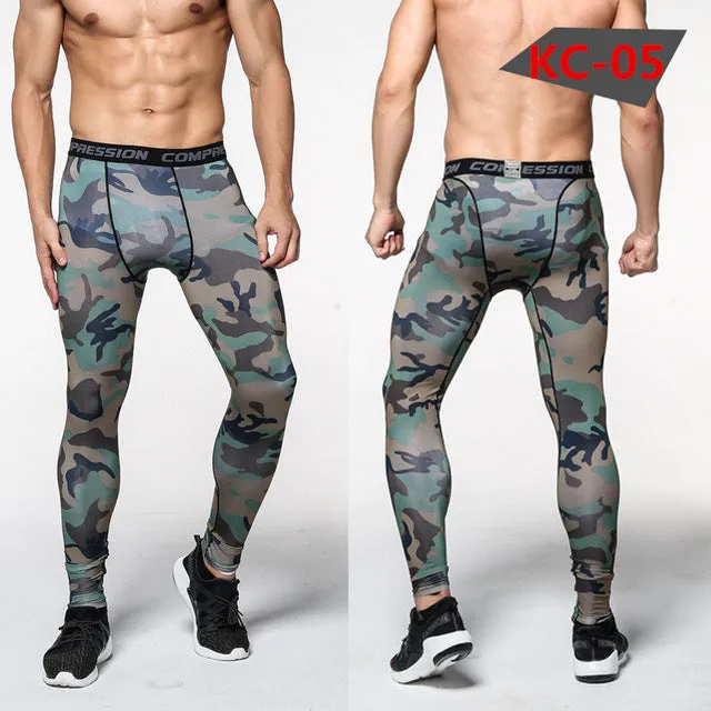 2017 New men camouflage/compression tights/Leggings Running sports/Gym male trousers/capris of fitness/pants of quick-drying