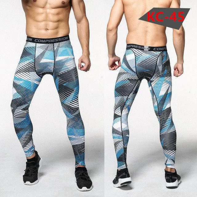 2017 New men camouflage/compression tights/Leggings Running sports/Gym male trousers/capris of fitness/pants of quick-drying