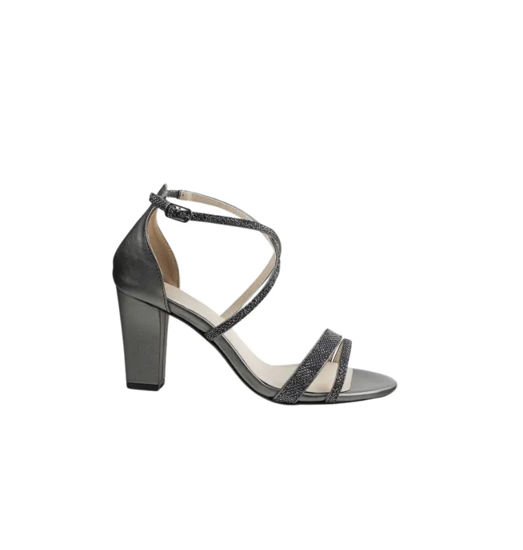 2.5" Cross Over Heel | Pewter