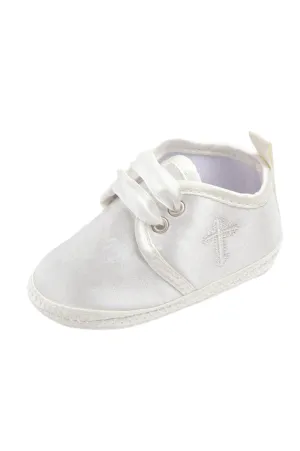 6076-White Cross Christening & Baptism Baby Shoes