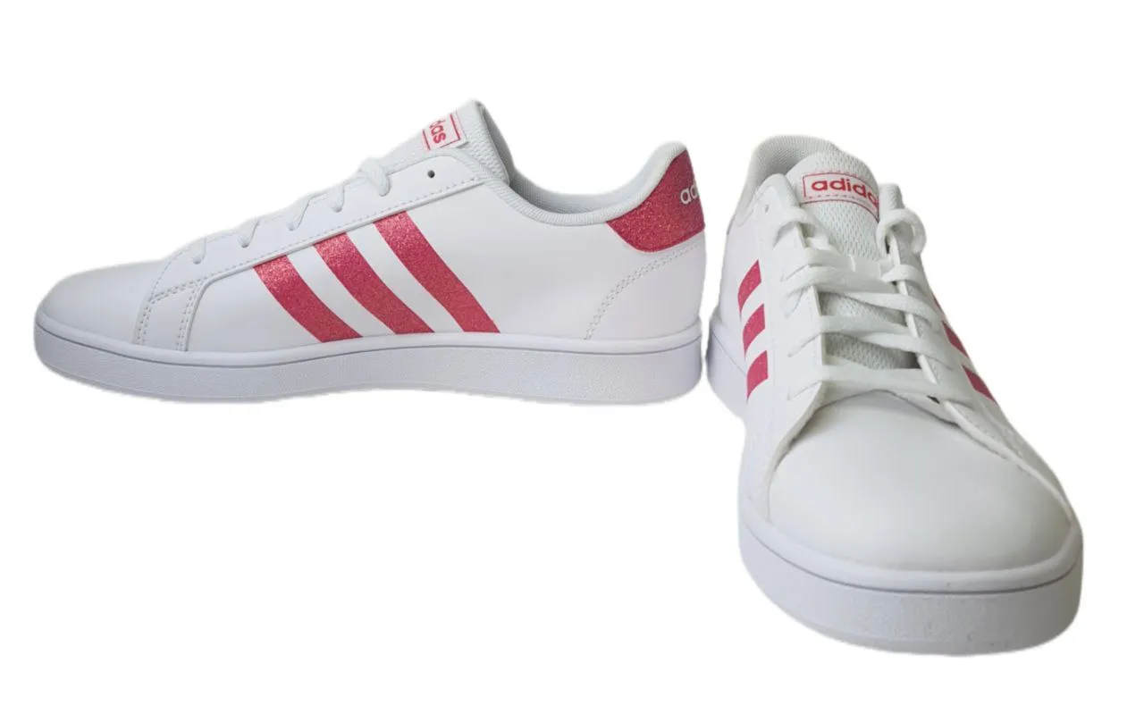 ADIDAS Girl's White Grand Court K Tennis Sneakers #EG5136 NWB