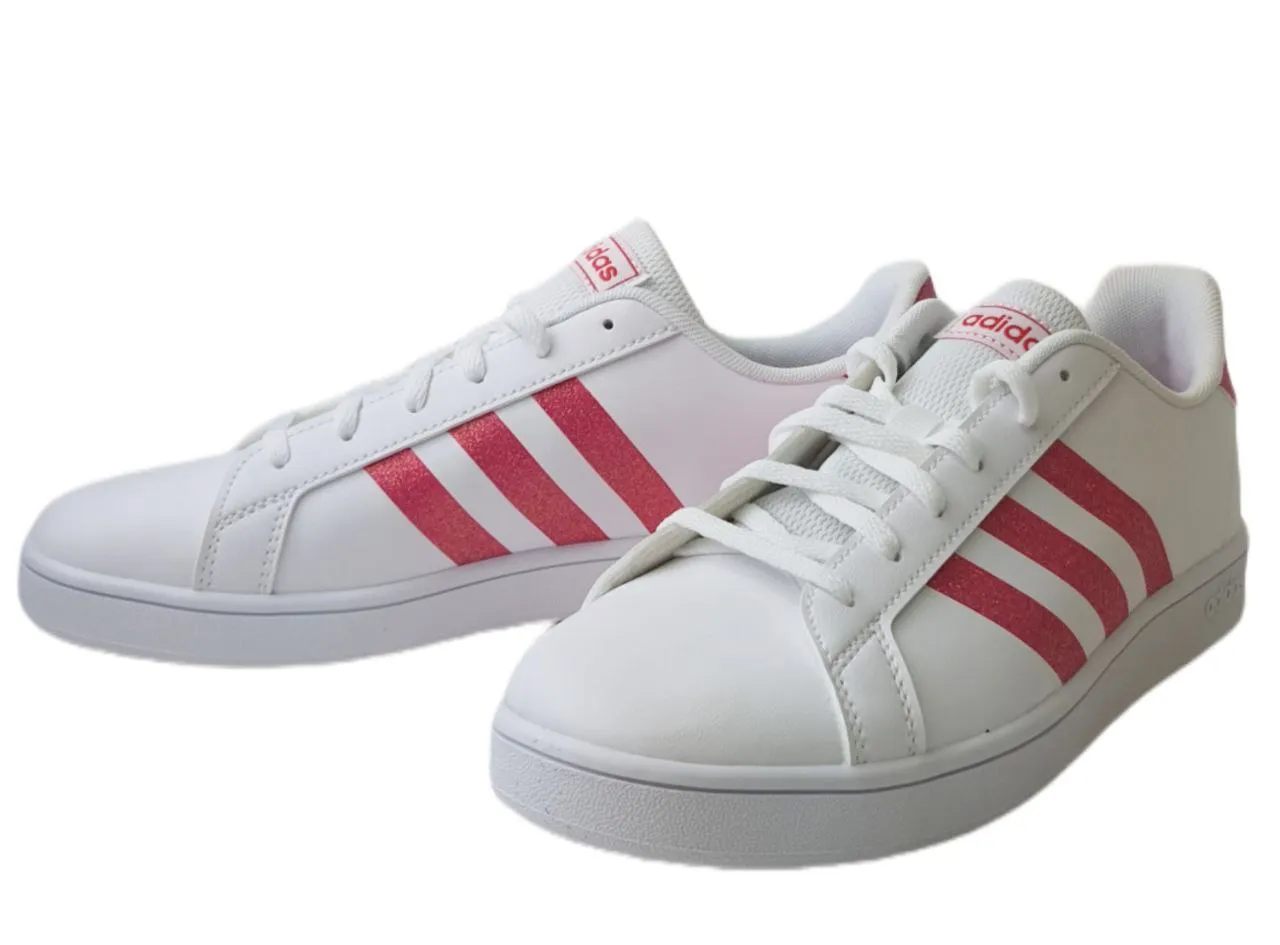 ADIDAS Girl's White Grand Court K Tennis Sneakers #EG5136 NWB