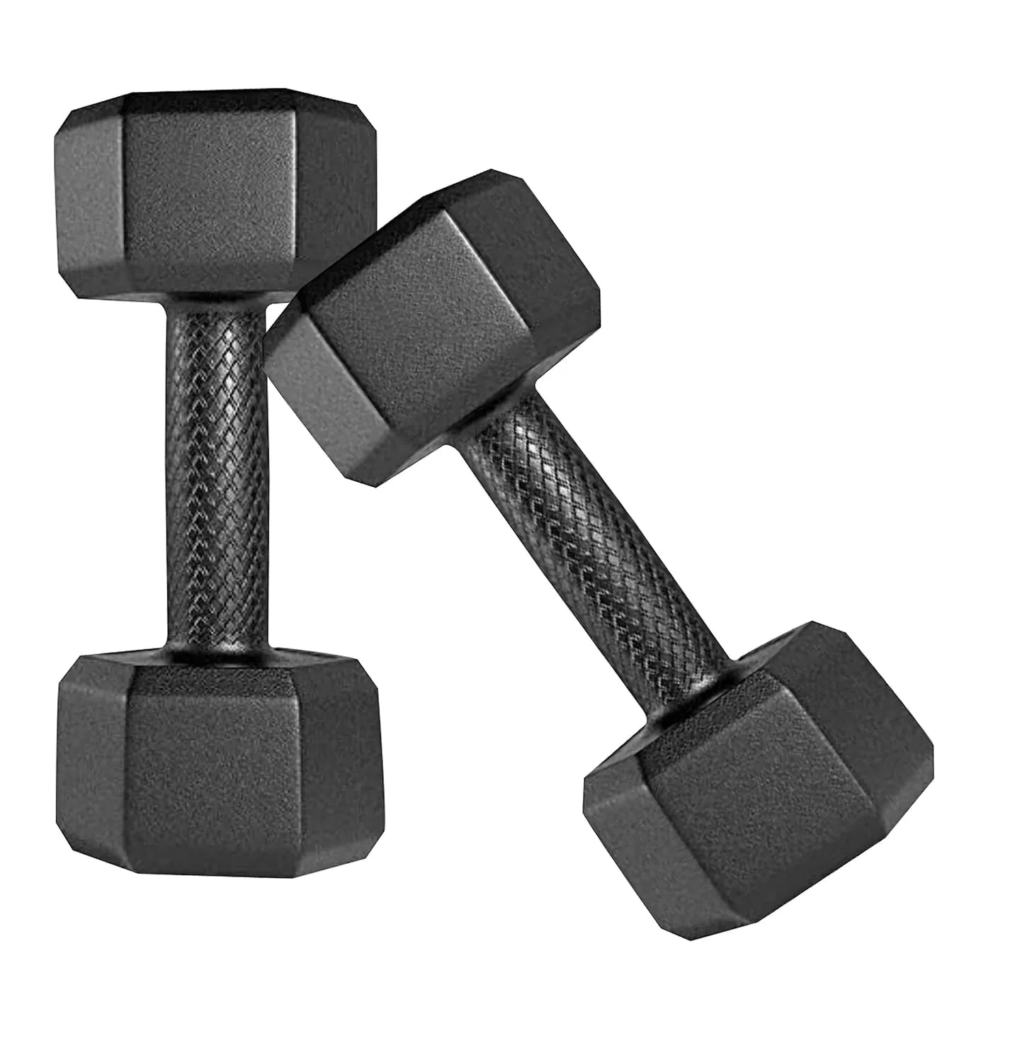 Amazon Brand - Symactive Pvc 10 Kg Fixed Dumbbells Set For Full Body Workout (Set Of 2, 5 Kg),Black