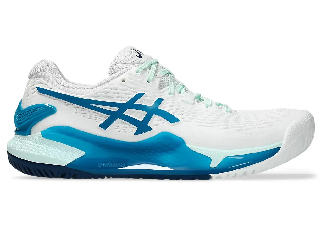 Asics Gel-Resolution 9 Women White/Teal Blue