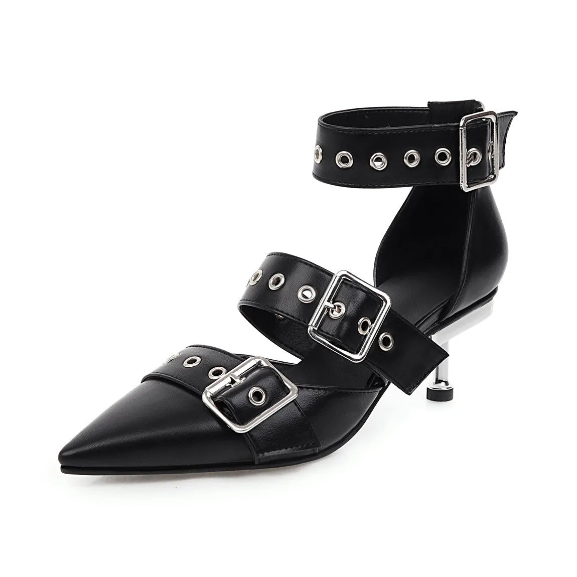 Belt Buckle Pointed Rivet Shoes