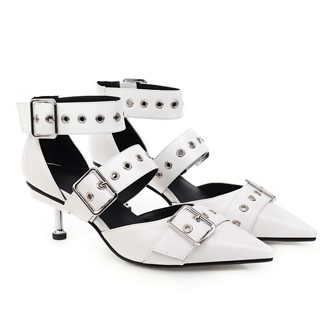 Belt Buckle Pointed Rivet Shoes