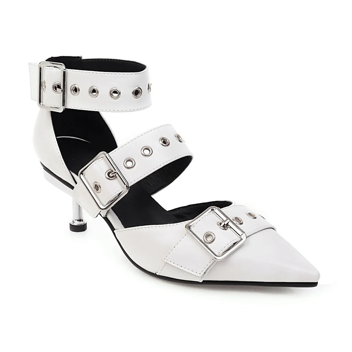 Belt Buckle Pointed Rivet Shoes