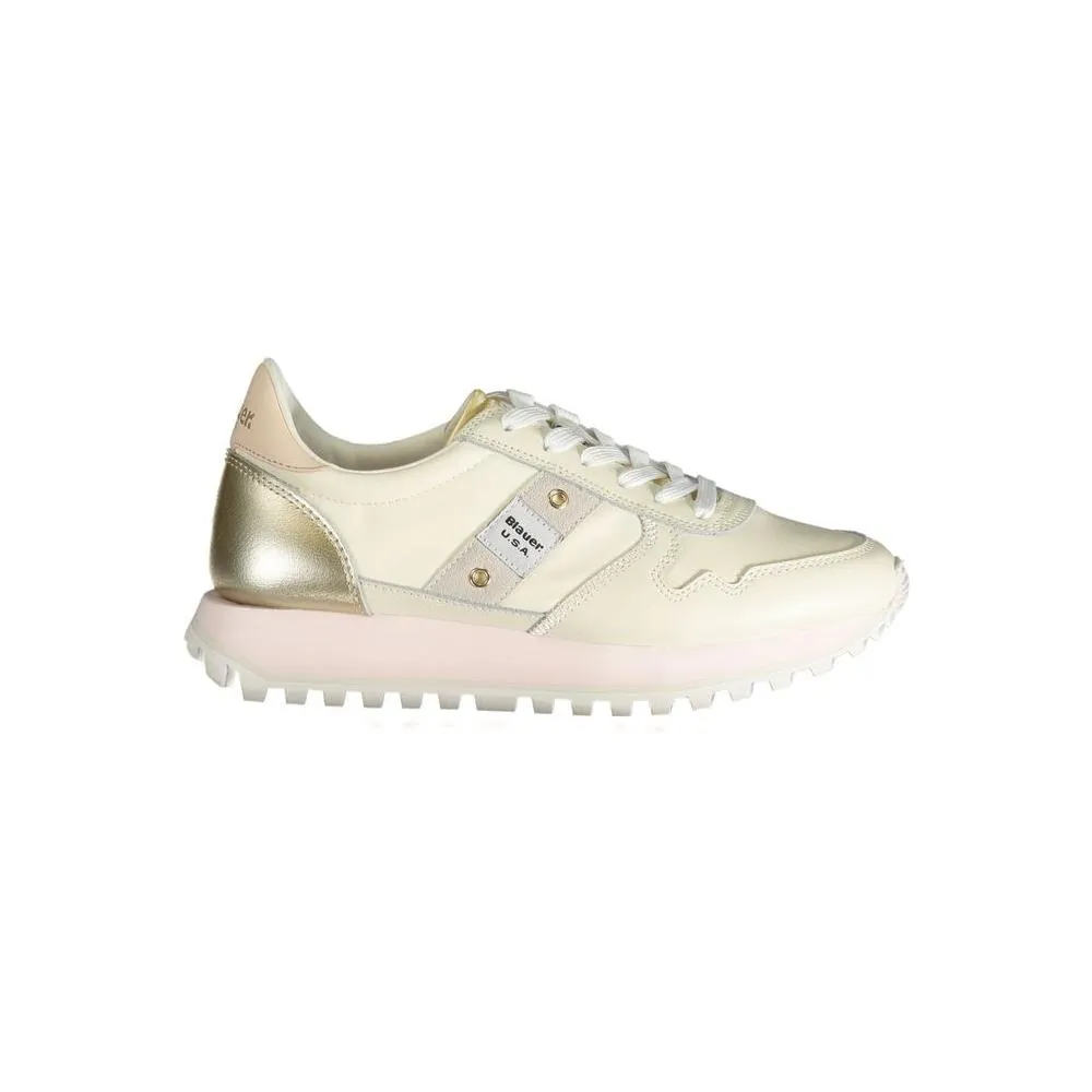 Blauer Beige Polyester Sneaker