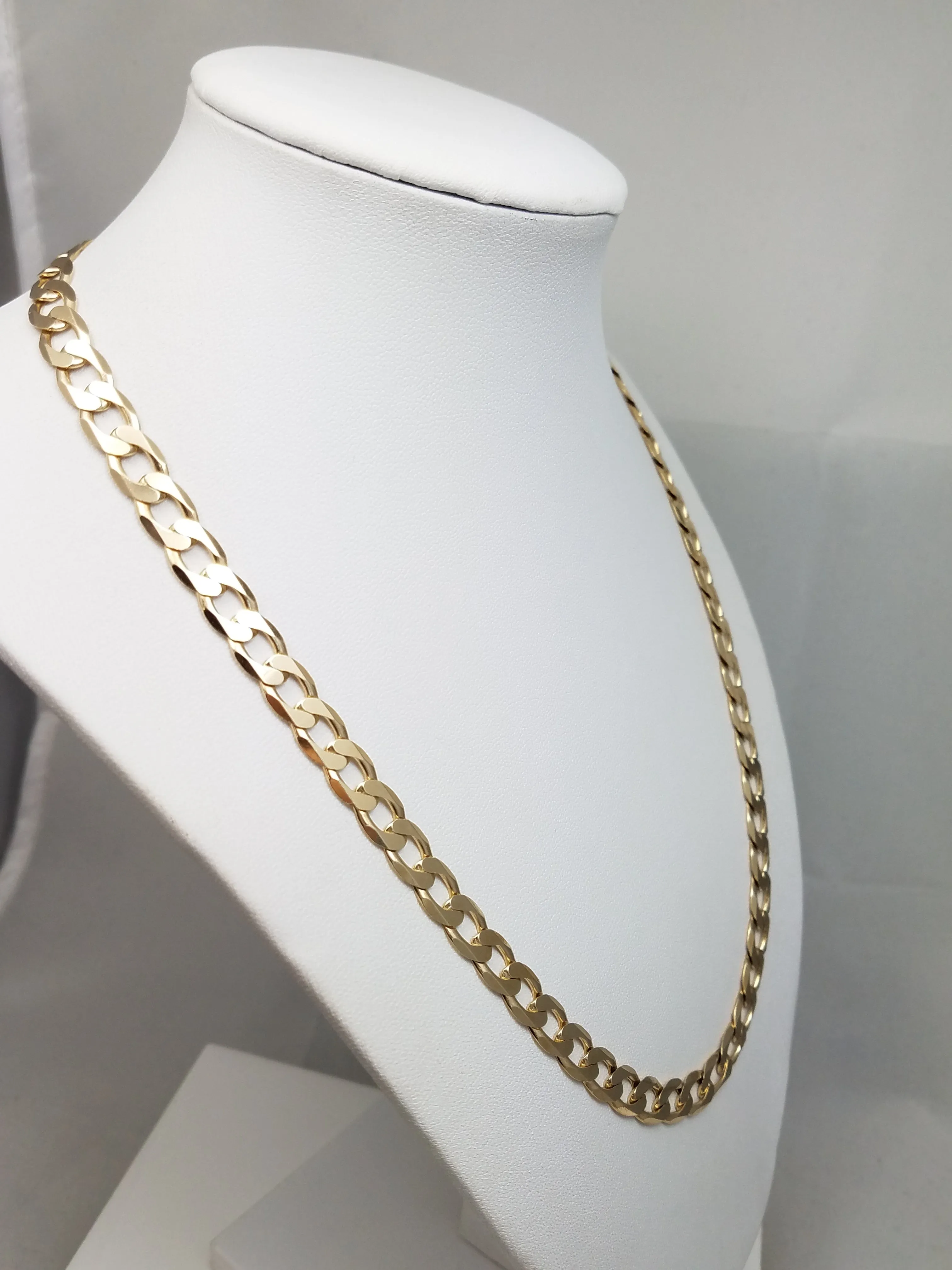 Bold 20" 10k Yellow Gold Solid Curb Link Chain Necklace Italy