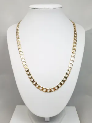 Bold 20" 10k Yellow Gold Solid Curb Link Chain Necklace Italy