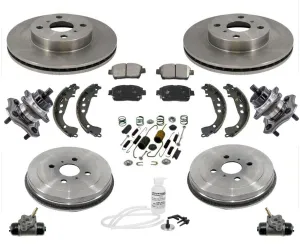 Brake Rotors & Ceramic Brake Pads Drums Shoes Cyl Hubs Kit 04-06 Scion Xa 12pc