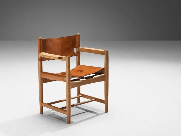 Børge Mogensen for Fredericia Pair of Armchairs in Oak and Leather