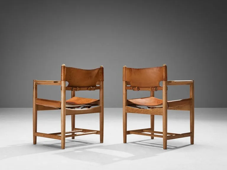 Børge Mogensen for Fredericia Pair of Armchairs in Oak and Leather