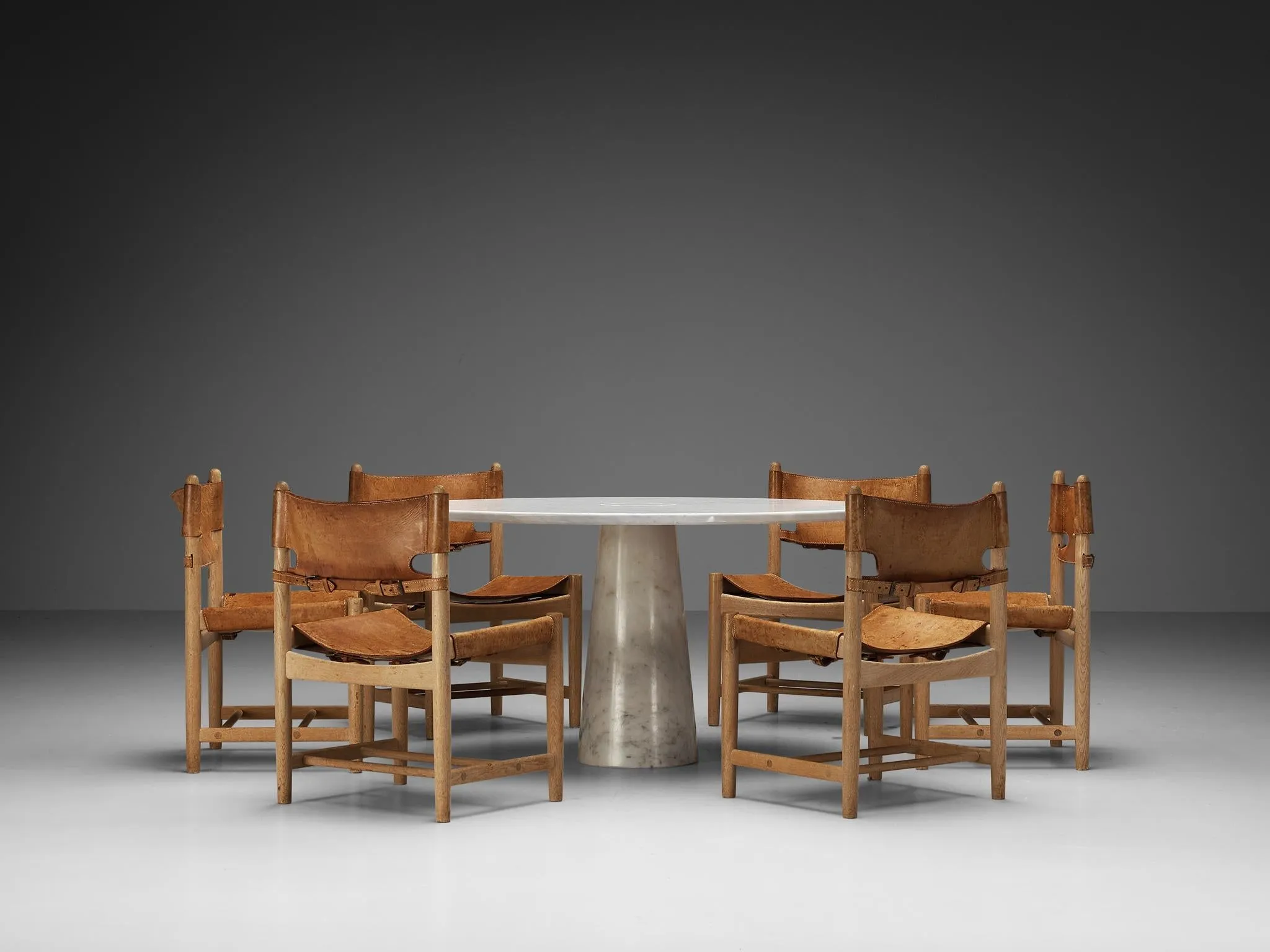 Børge Mogensen Set of Six Armchairs & Angelo Mangiarotti Eros Dining Table