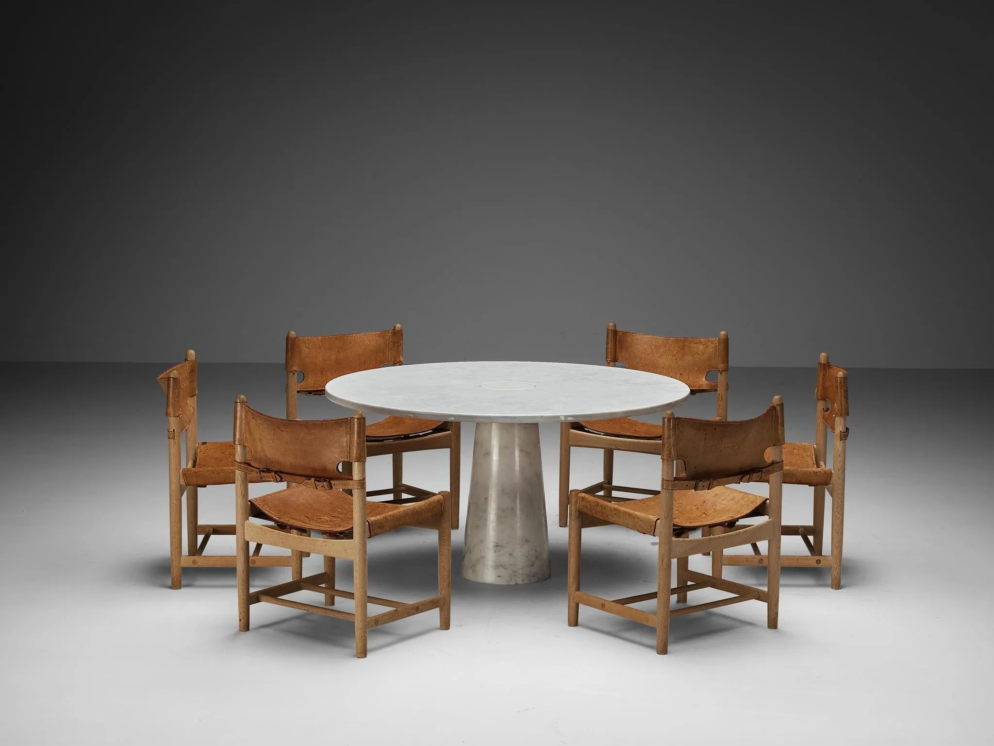 Børge Mogensen Set of Six Armchairs & Angelo Mangiarotti Eros Dining Table