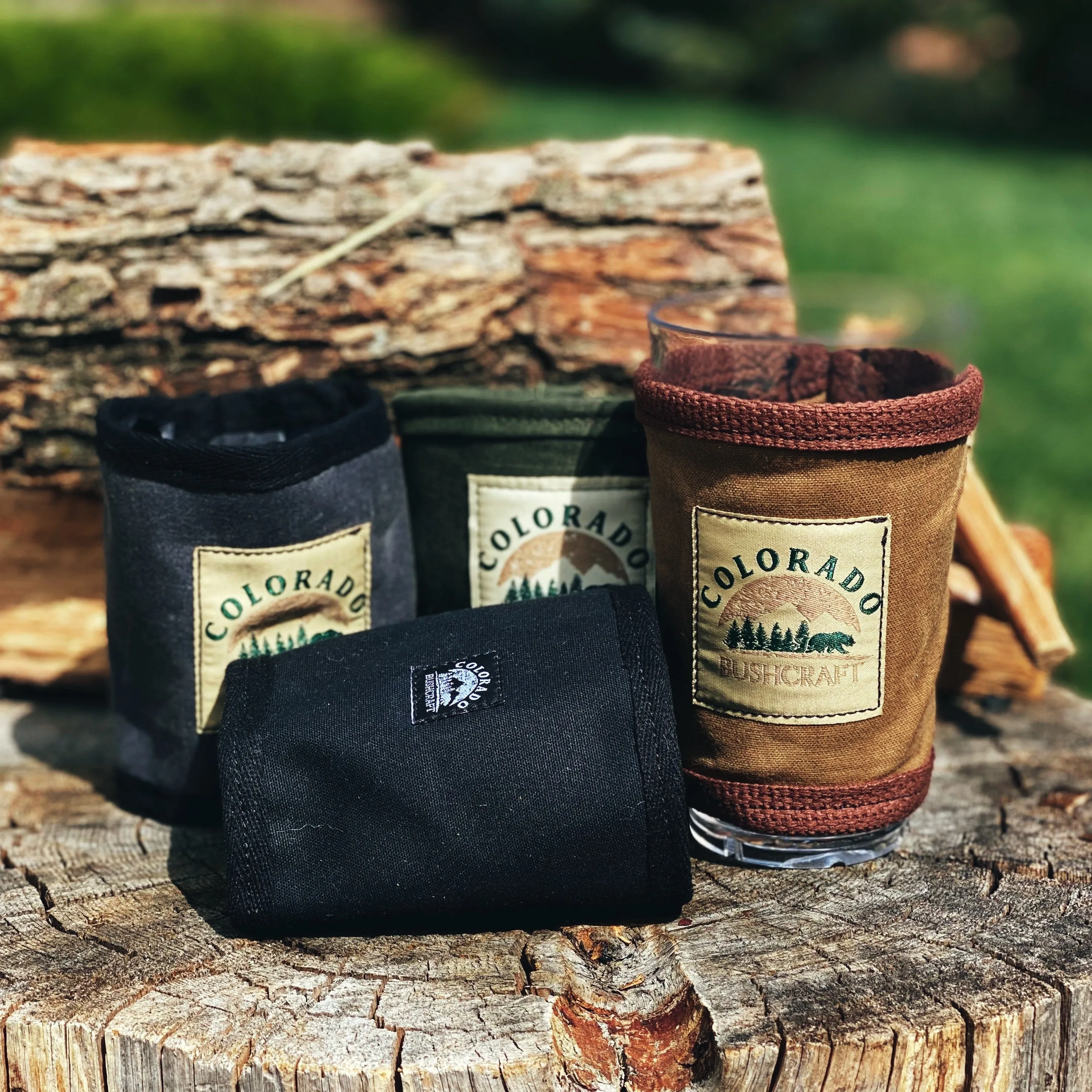 Bushcraft Waxed Canvas Pint Glass Cosy Cooler Coozie Cozy Insulated (Various Colors)