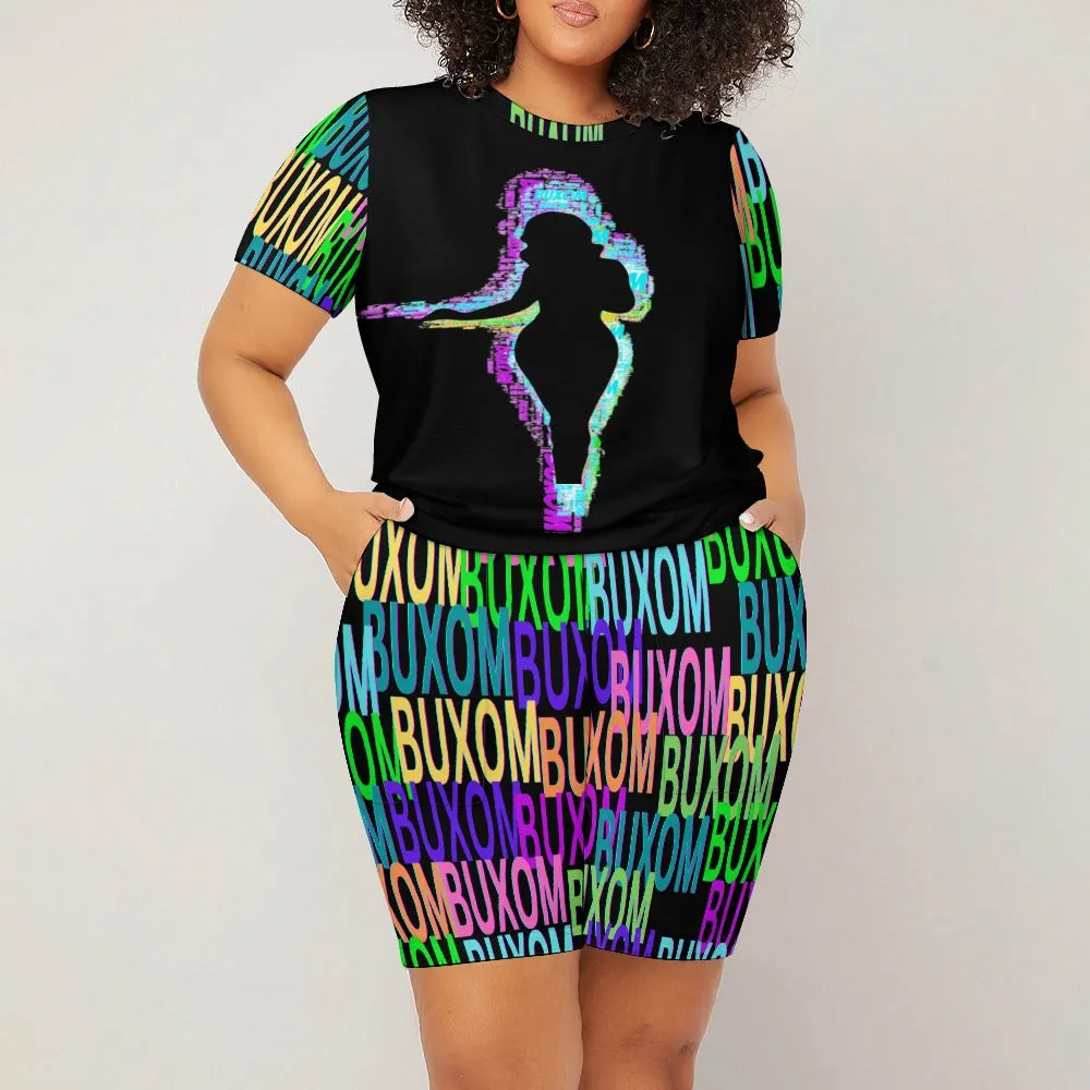 Buxom Voluptuous ( ) Plus Size Short Sleeved Shorts Set