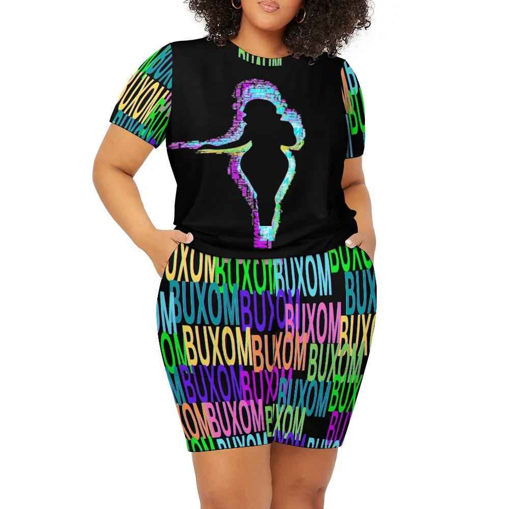 Buxom Voluptuous ( ) Plus Size Short Sleeved Shorts Set