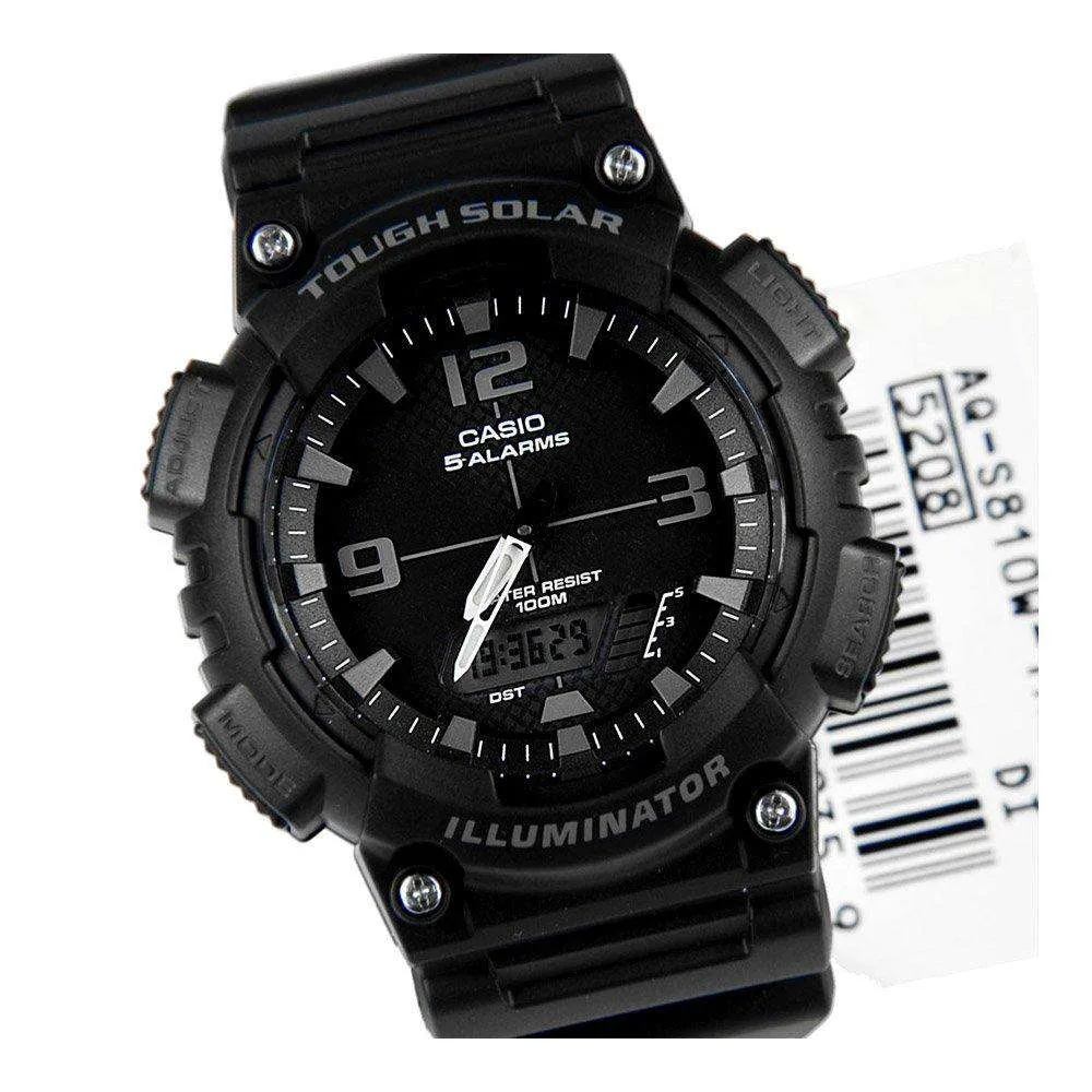 Casio AQ-S810W-1A2 Black Solar Powered Watch for Men