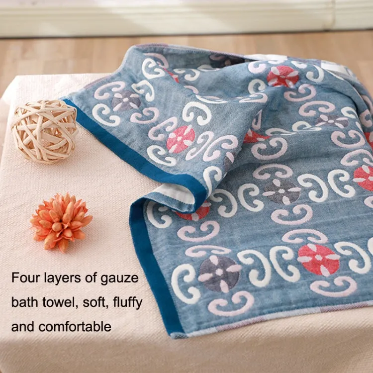 Cotton Bath Towel Soft Comfortable Beach Towel(Round Brocade Blue)