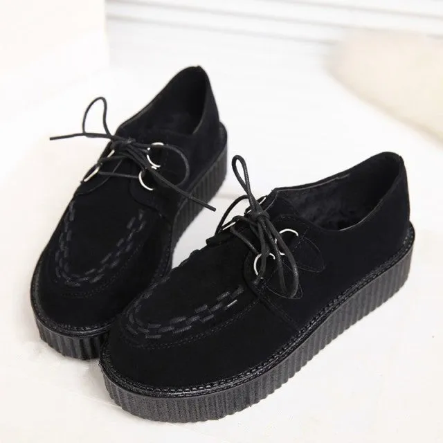 Creepers shoes 35-41 women Shoes plus size ladies platform shoes 2017 Women Flats shoes