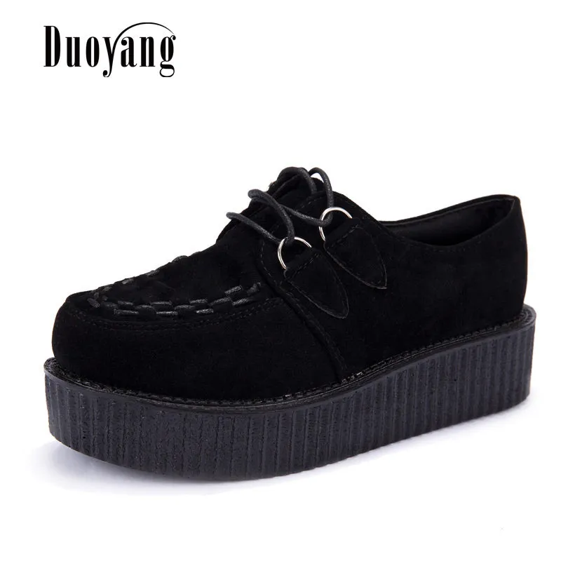 Creepers shoes 35-41 women Shoes plus size ladies platform shoes 2017 Women Flats shoes