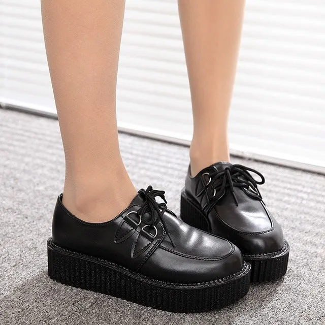 Creepers shoes 35-41 women Shoes plus size ladies platform shoes 2017 Women Flats shoes