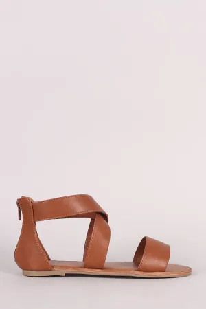 Cross-Strap Open Toe Flat Sandal