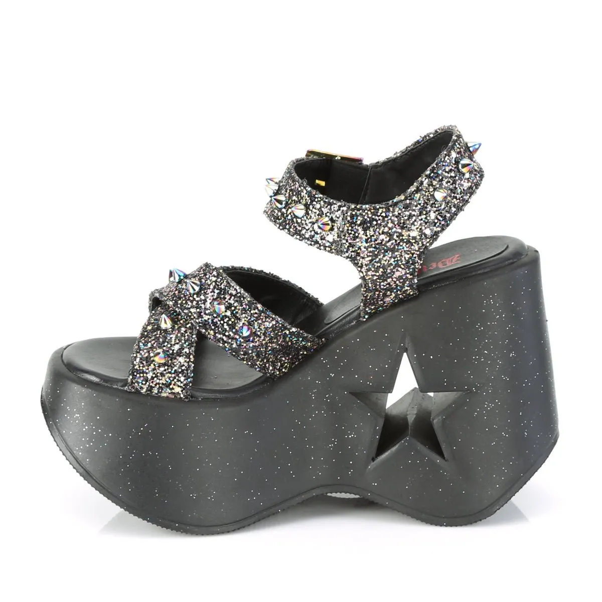 Demonia DYNAMITE-02 | Black Glitter Sandals