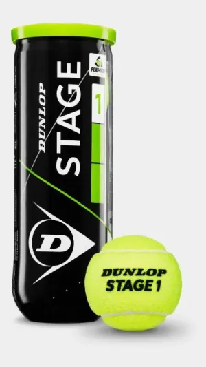 Dunlop Junior Green Dot Tennis Balls 3 Ball Can (Stage 1)