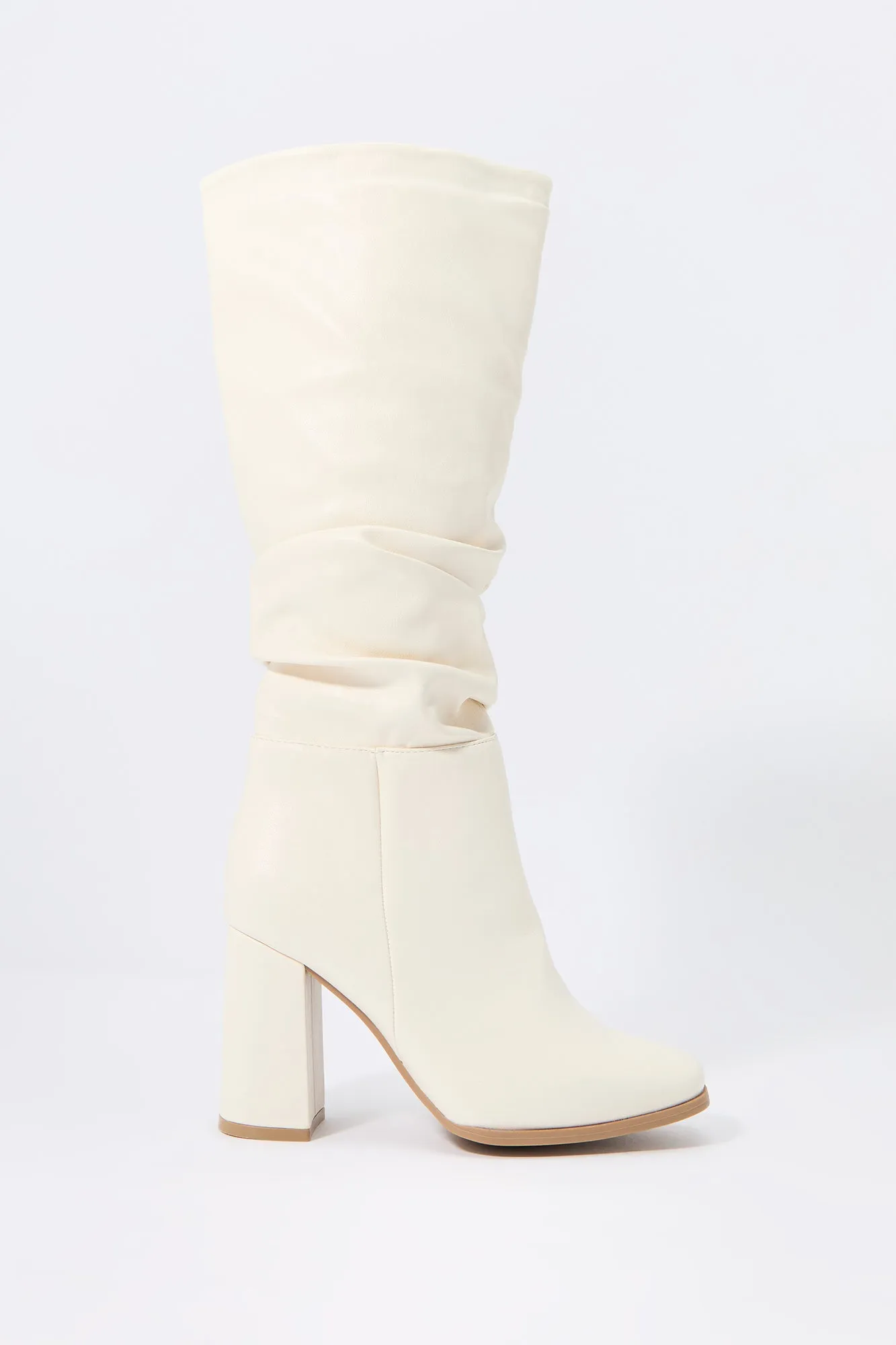 Faux Leather Slouchy Heeled Boot