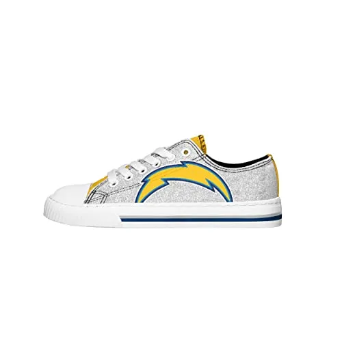 FOCO Los Angeles Chargers NFL Womens Glitter Low Top Canvas Shoes - 9