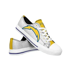 FOCO Los Angeles Chargers NFL Womens Glitter Low Top Canvas Shoes - 9