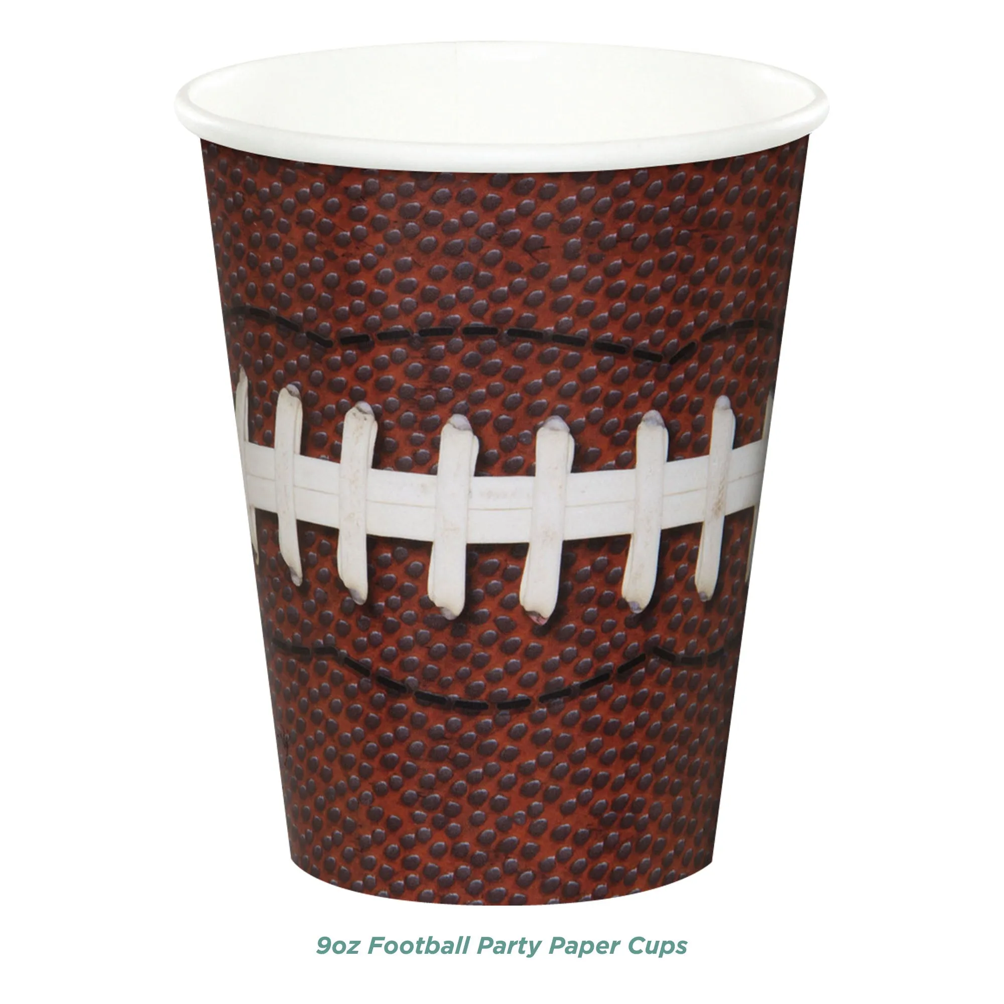 Football Party Game Ball Oval Paper Dinner Plates, Luncheon Napkins, and Beverage Cups (16 Plates, Napkins, & Cups)