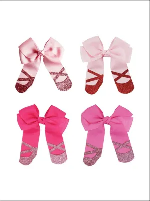 Girls Cute Ballet Shoes Cheer Bows