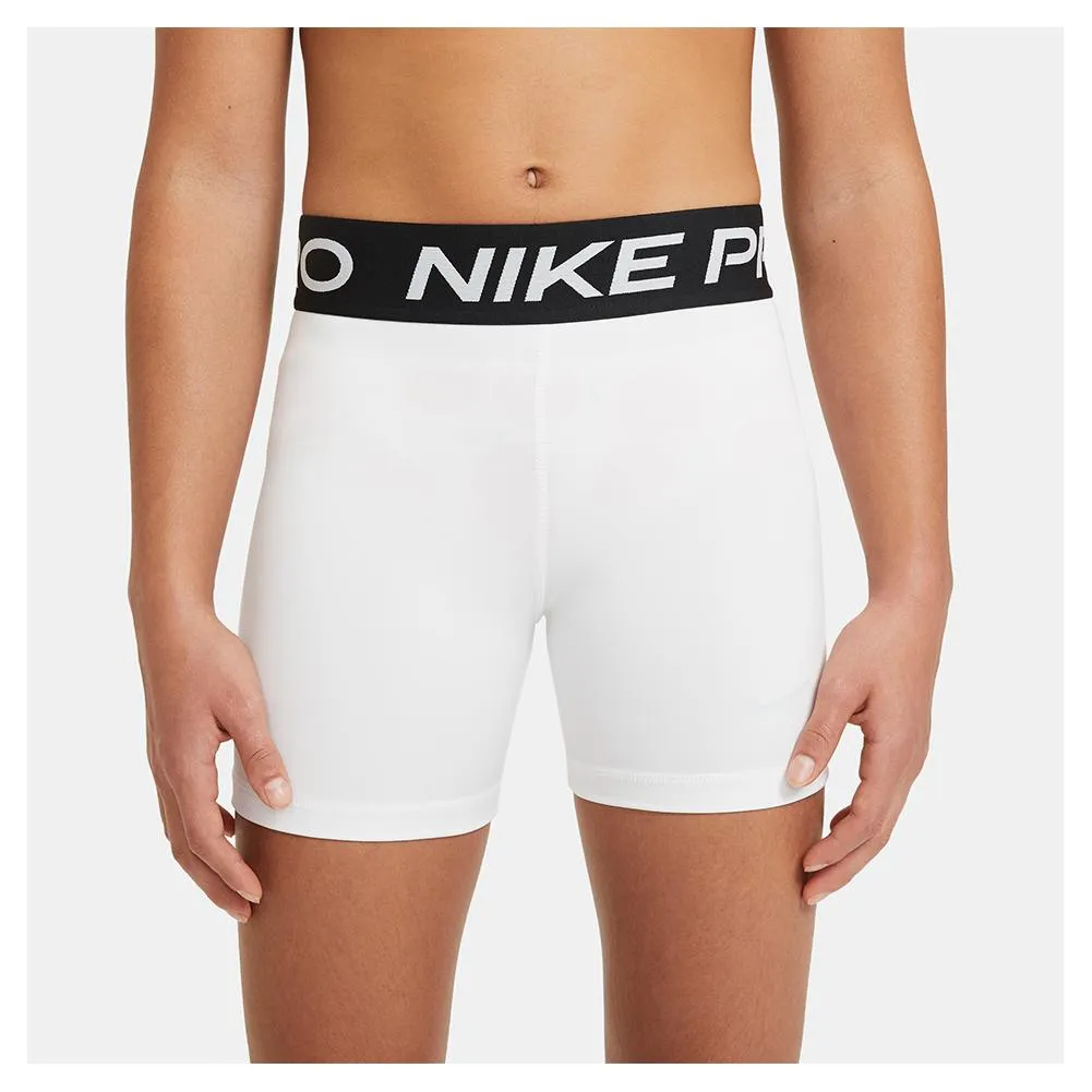 Girls' Pro Training Shorts White and Pure Platinum