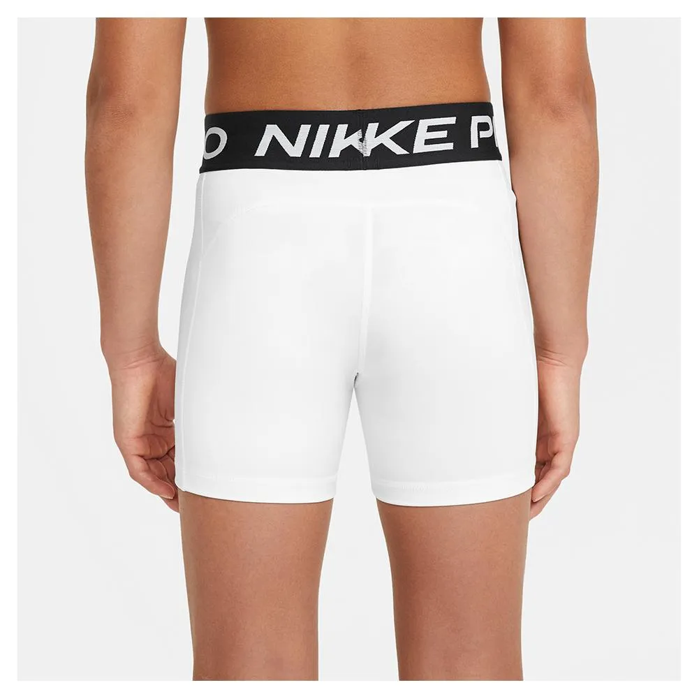 Girls' Pro Training Shorts White and Pure Platinum